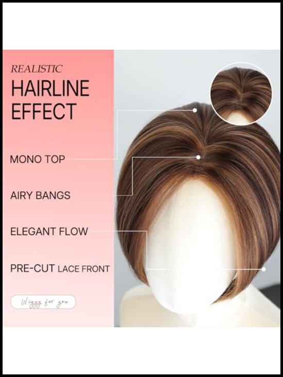 10 Inch Short Straight Synthetic Lace Front Bob Wig, Mono Top, Heat Resistant, main image 5